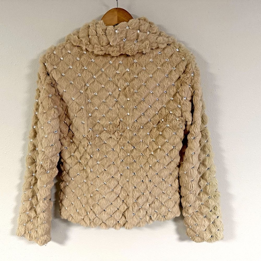 *RARE* Bebe Rhinestone Rabbit Fur Coat - Picture 8 of 14
